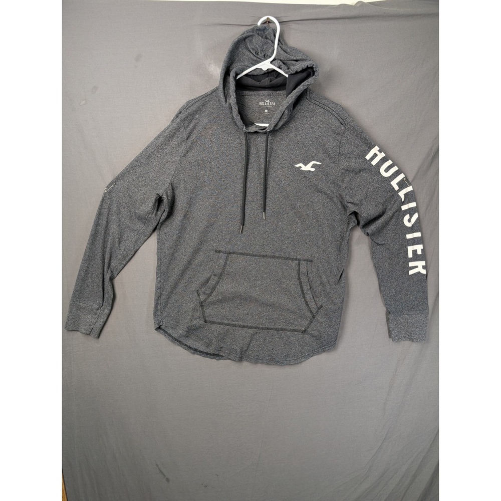 Hollister Mens Logo Graphic Hoodie Dark Grey Heather Large 323G2448